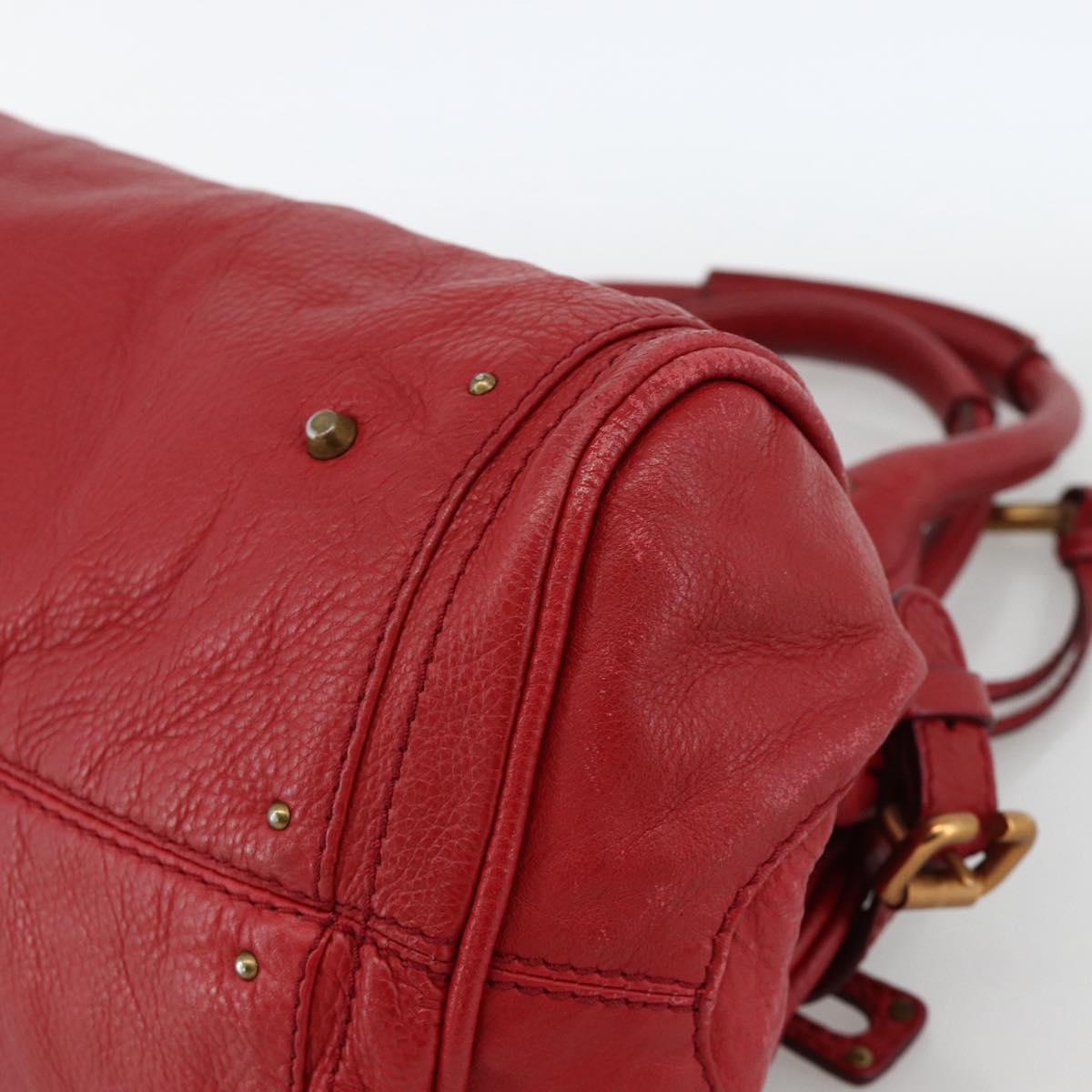 Chloe Paddington Hand Bag Leather Red Gold Silver Auth YKZ1622A