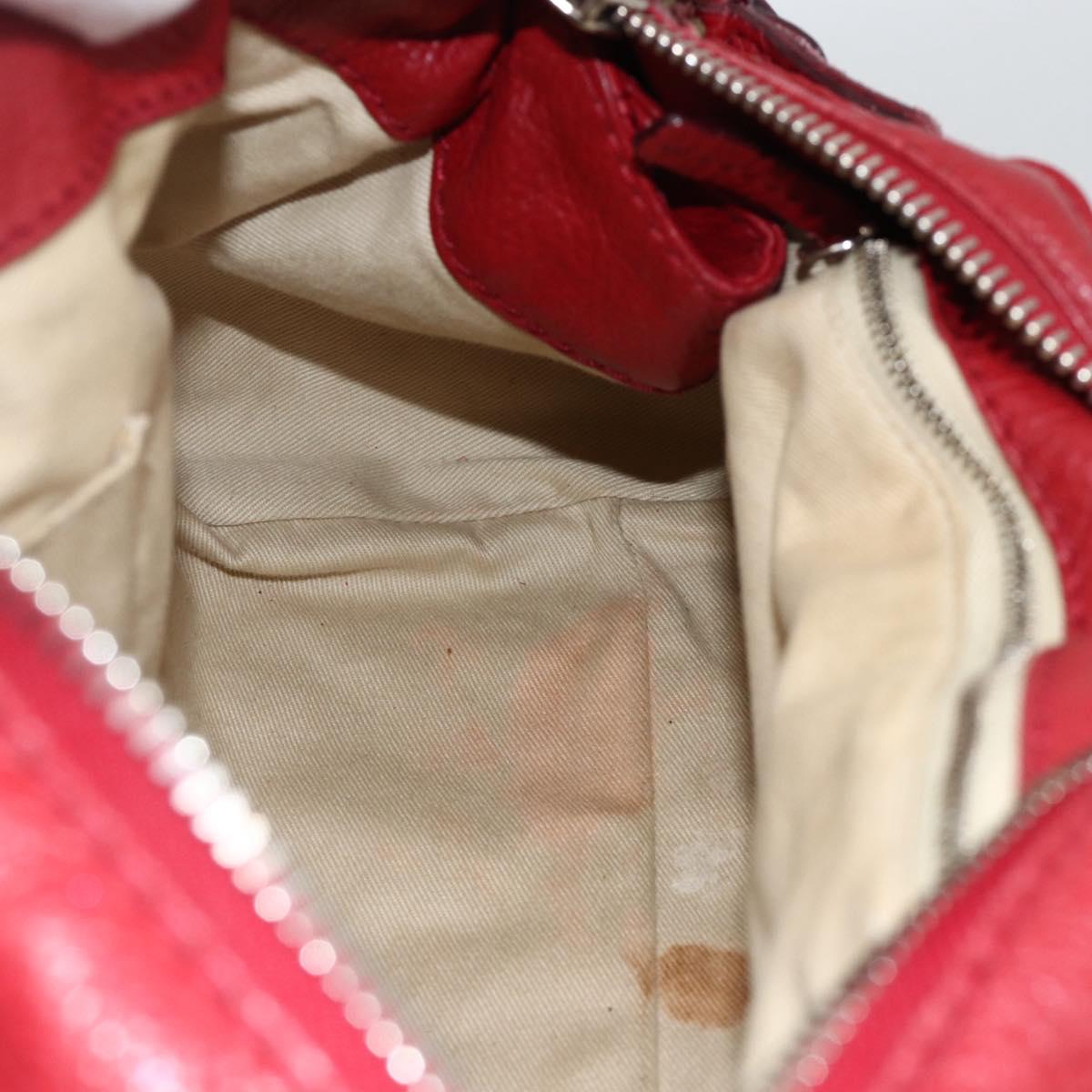 Chloe Paddington Hand Bag Leather Red Gold Silver Auth YKZ1622A