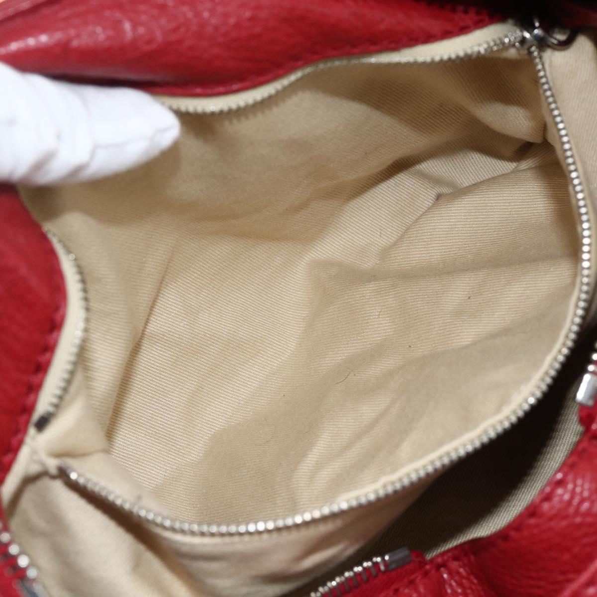 Chloe Paddington Hand Bag Leather Red Gold Silver Auth YKZ1622A