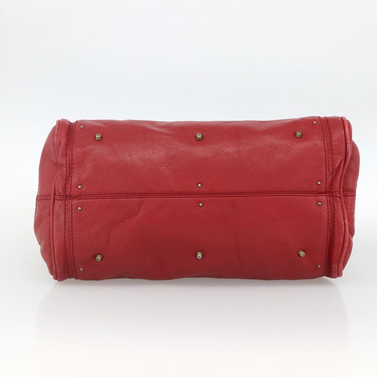 Chloe Paddington Hand Bag Leather Red Gold Silver Auth YKZ1622A
