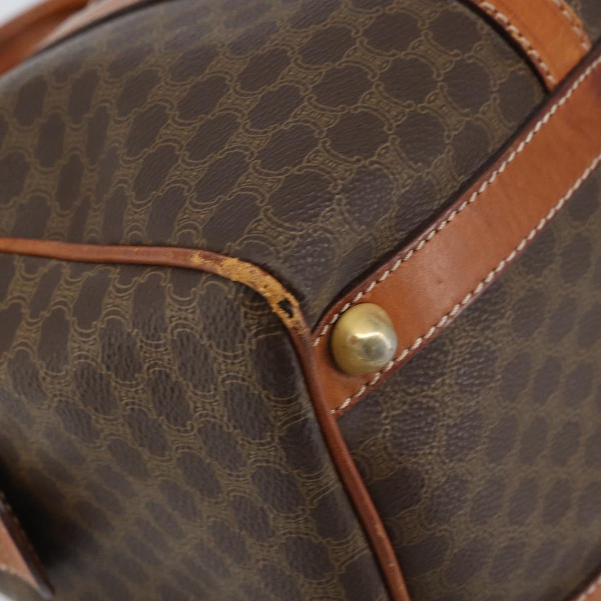 CELINE Macadam Canvas Hand Bag PVC Leather Brown Gold Auth YKZ166A