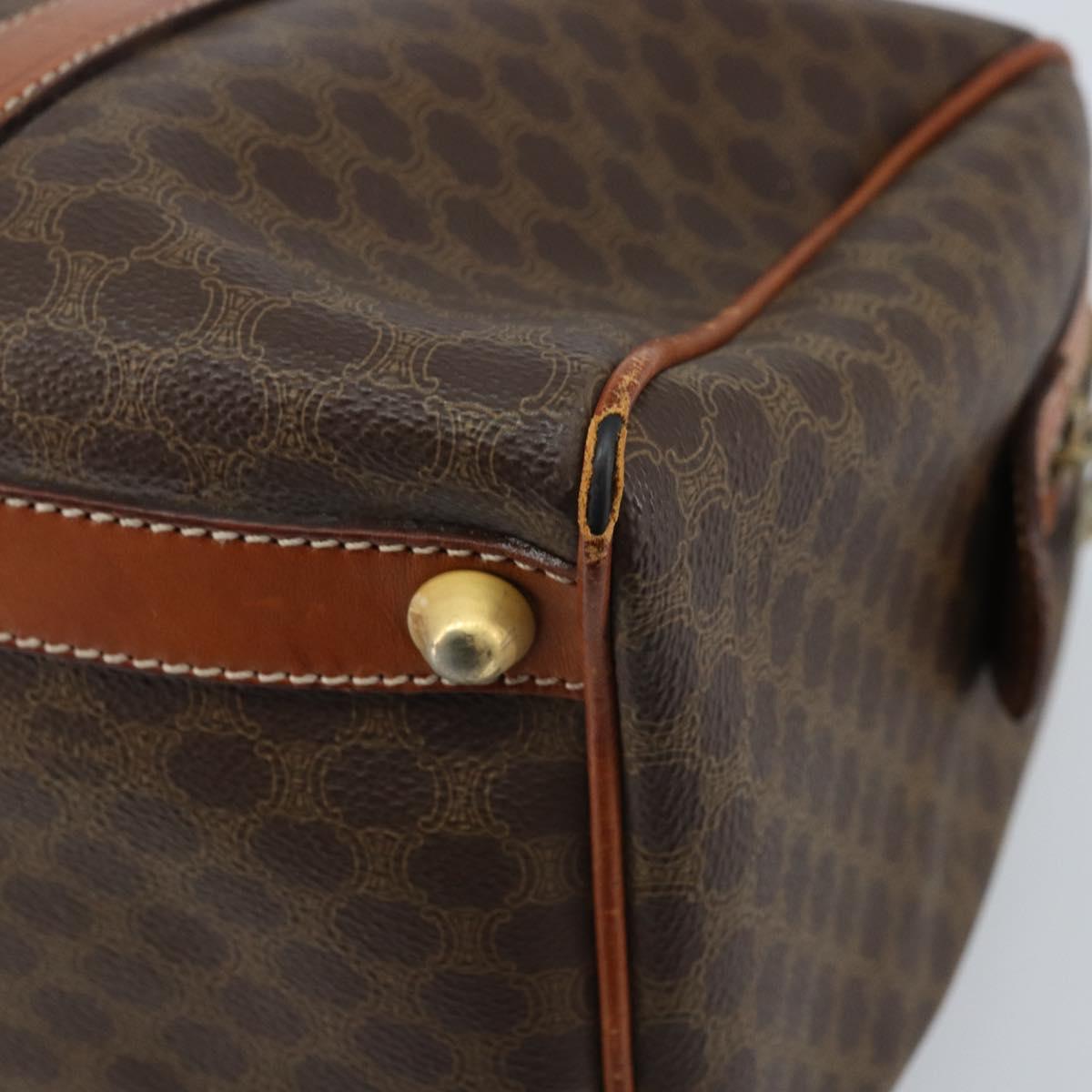 CELINE Macadam Canvas Hand Bag PVC Leather Brown Gold Auth YKZ166A