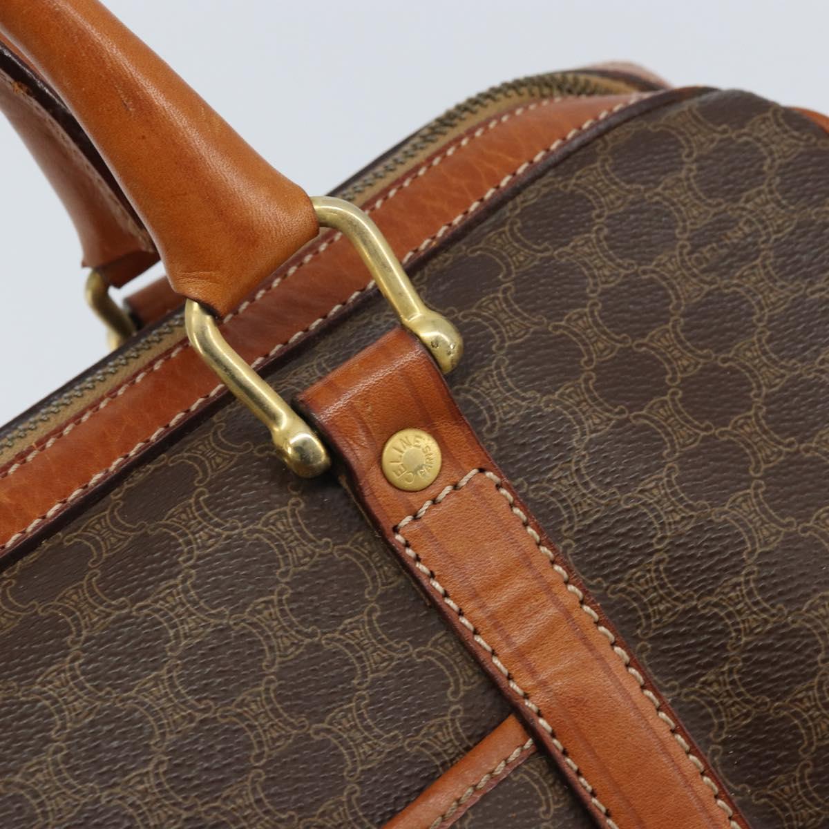 CELINE Macadam Canvas Hand Bag PVC Leather Brown Gold Auth YKZ166A