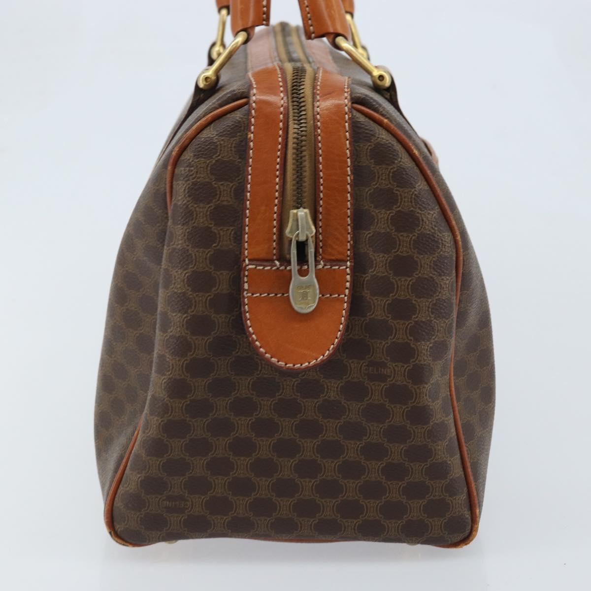 CELINE Macadam Canvas Hand Bag PVC Leather Brown Gold Auth YKZ166A