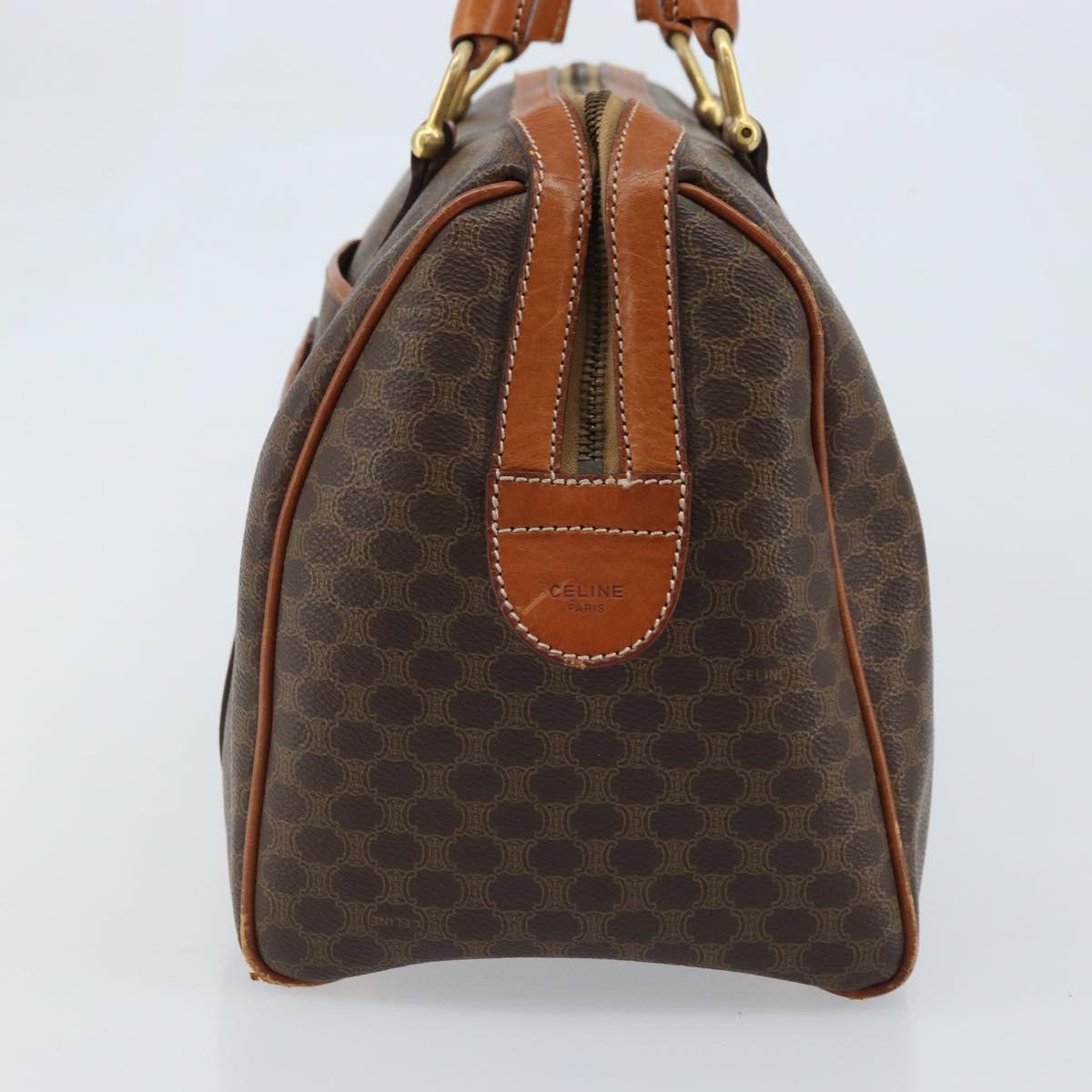 CELINE Macadam Canvas Hand Bag PVC Leather Brown Gold Auth YKZ166A
