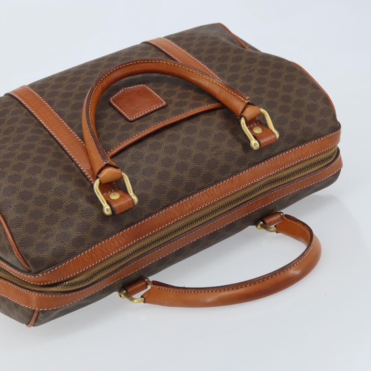 CELINE Macadam Canvas Hand Bag PVC Leather Brown Gold Auth YKZ166A