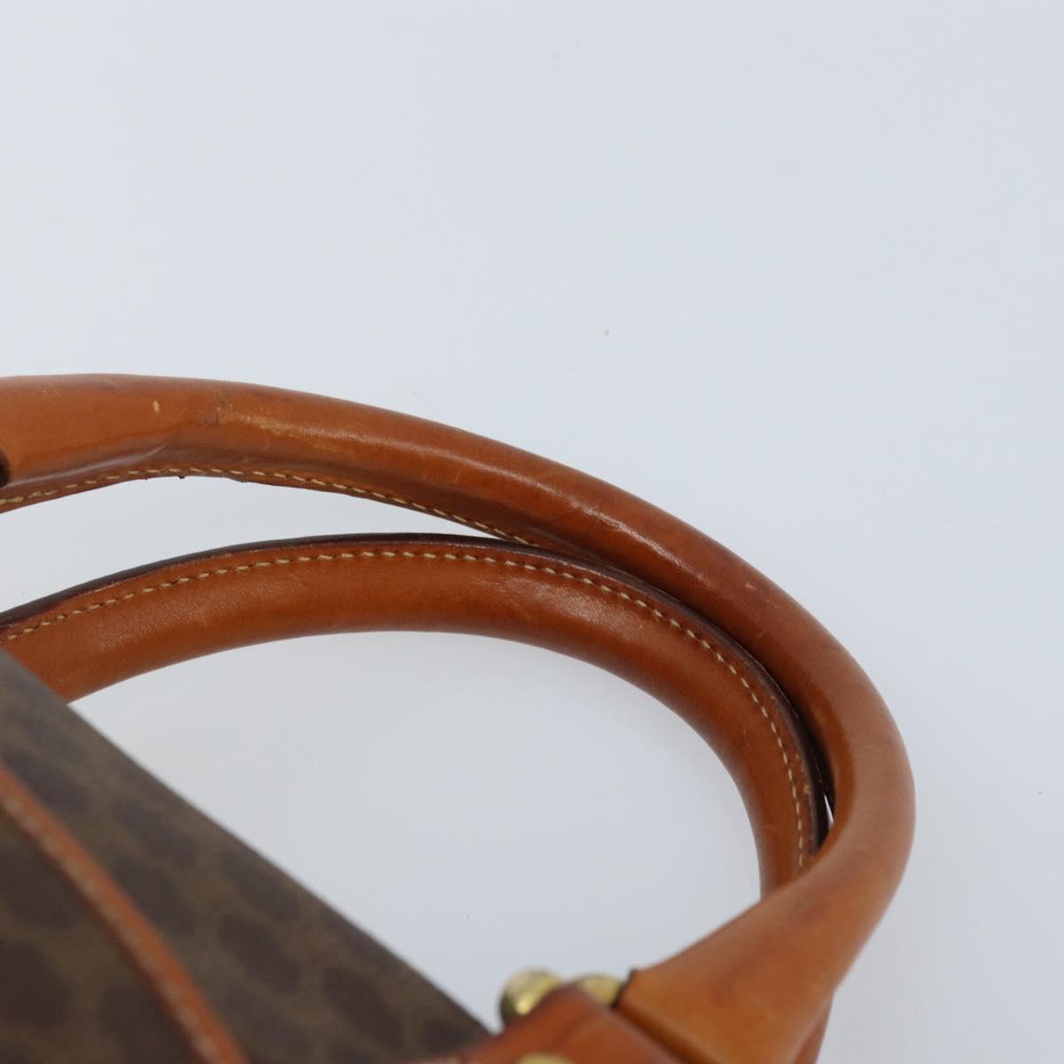 CELINE Macadam Canvas Hand Bag PVC Leather Brown Gold Auth YKZ166A