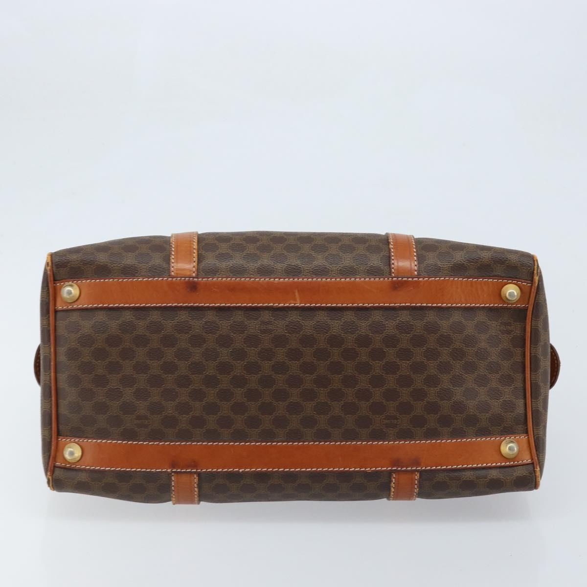 CELINE Macadam Canvas Hand Bag PVC Leather Brown Gold Auth YKZ166A