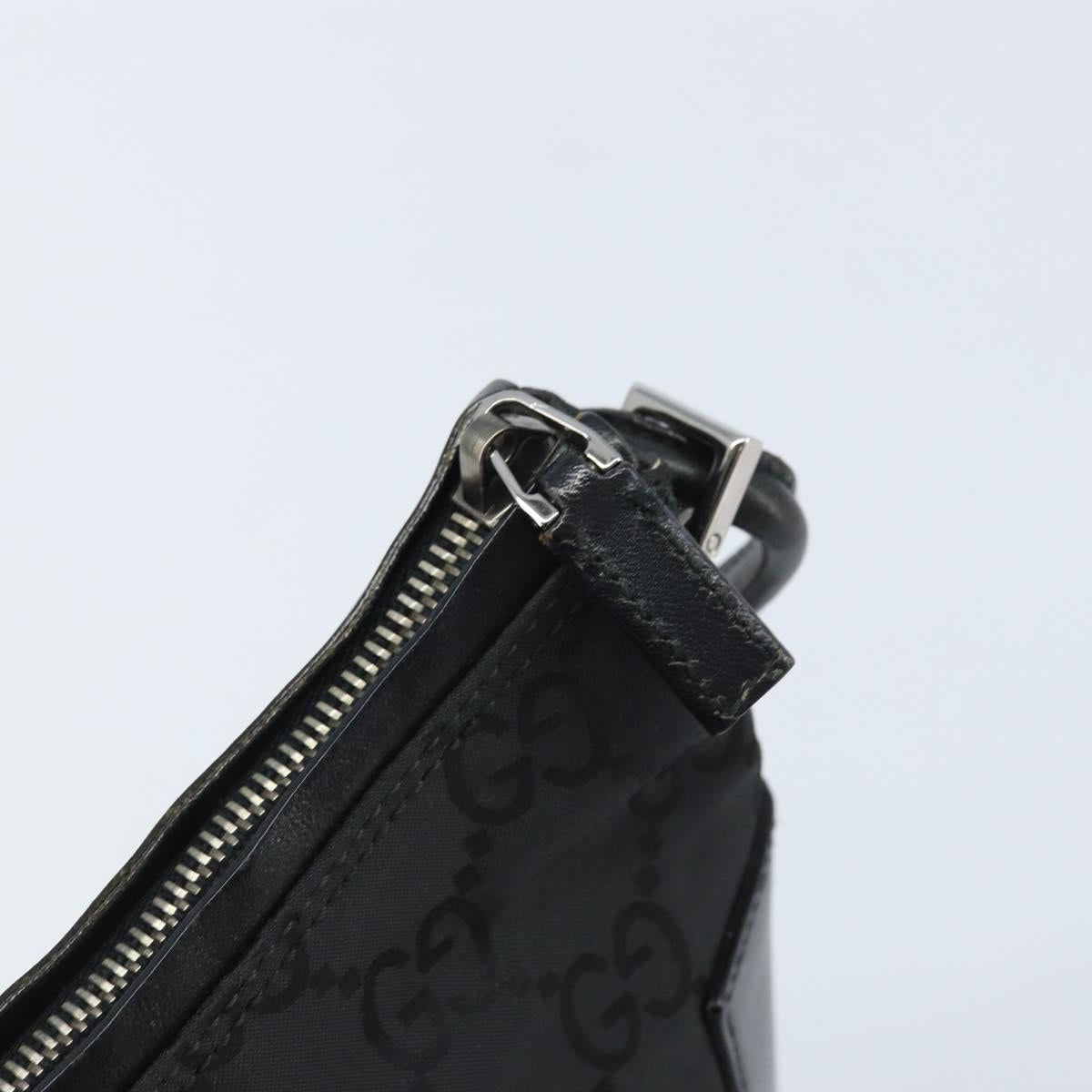 GUCCI GG Canvas Shoulder Bag Black Silver 001 3766 Auth YKZ177A