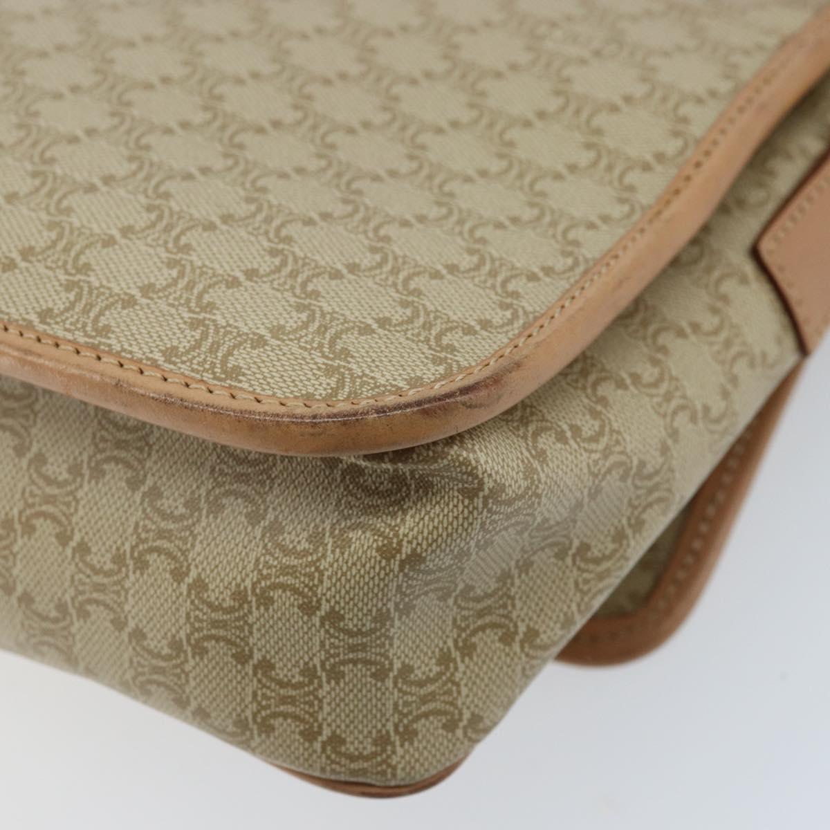 CELINE Macadam Canvas Shoulder Bag PVC Beige Gold Auth YKZ185A