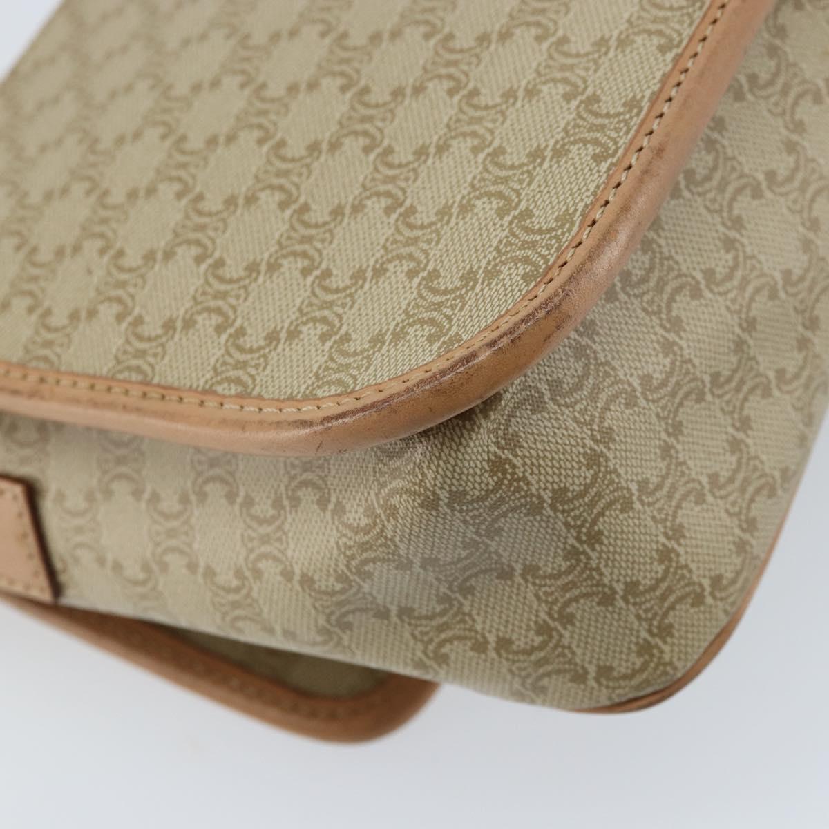 CELINE Macadam Canvas Shoulder Bag PVC Beige Gold Auth YKZ185A