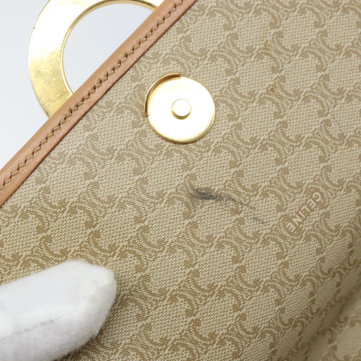 CELINE Macadam Canvas Shoulder Bag PVC Beige Gold Auth YKZ185A