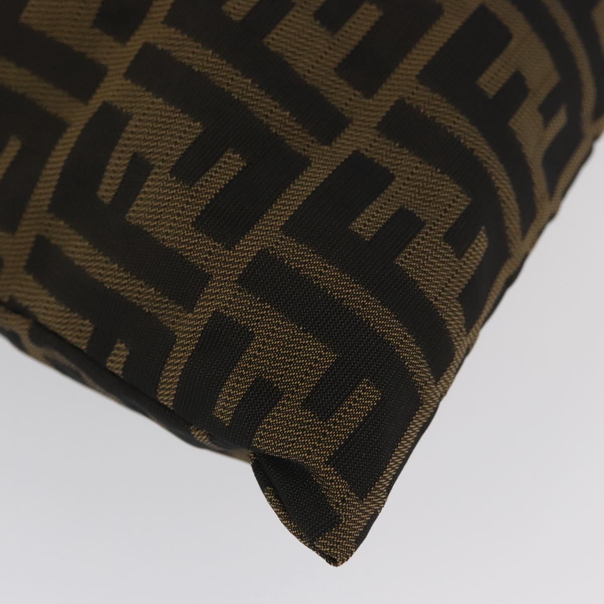 FENDI Zucca Canvas Drawstring Bag Clutch Bag Black Brown Auth YKZ188A