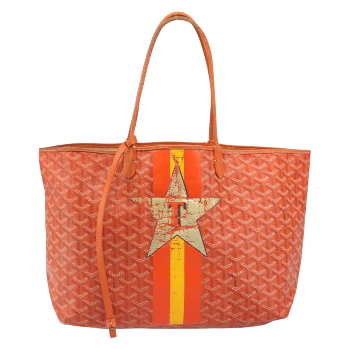 GOYARD Herringbone Saint Louis PM Tote Bag PVC Orange Auth YKZ190