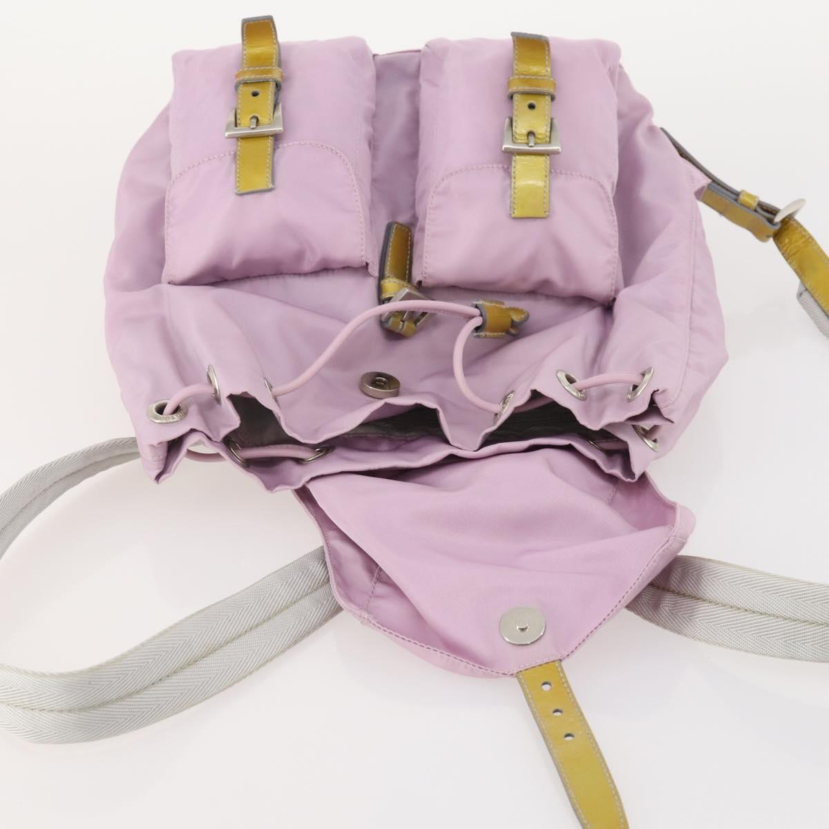 PRADA Backpack Nylon Pink Silver Auth YKZ194