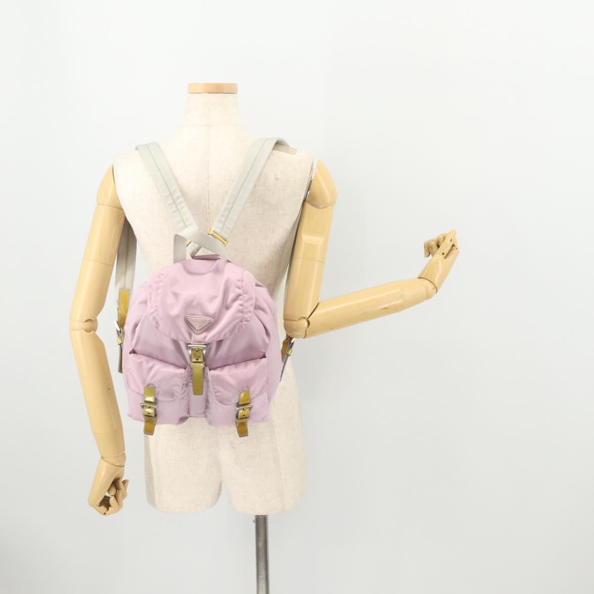 PRADA Backpack Nylon Pink Silver Auth YKZ194