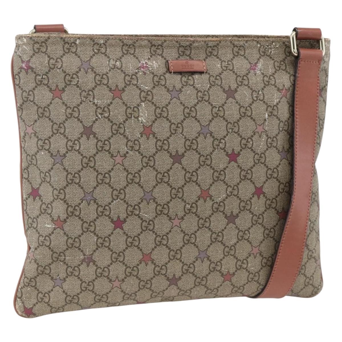 GUCCI GG Supreme Shoulder Bag PVC Beige Gold 201446 Auth YKZ206