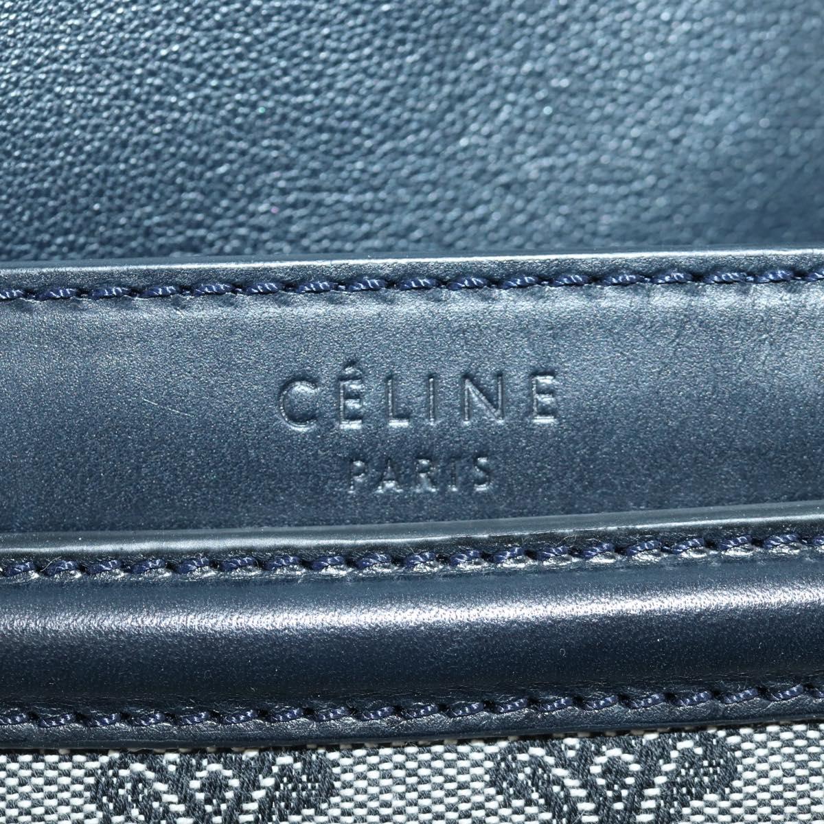 CELINE Macadam Canvas Shoulder Bag Black Gold Auth YKZ208V