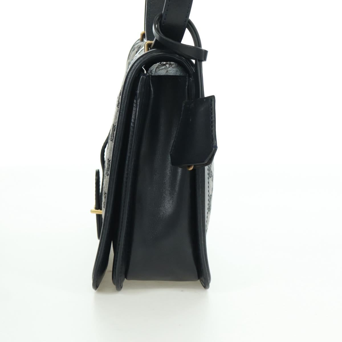 CELINE Macadam Canvas Shoulder Bag Black Gold Auth YKZ208V