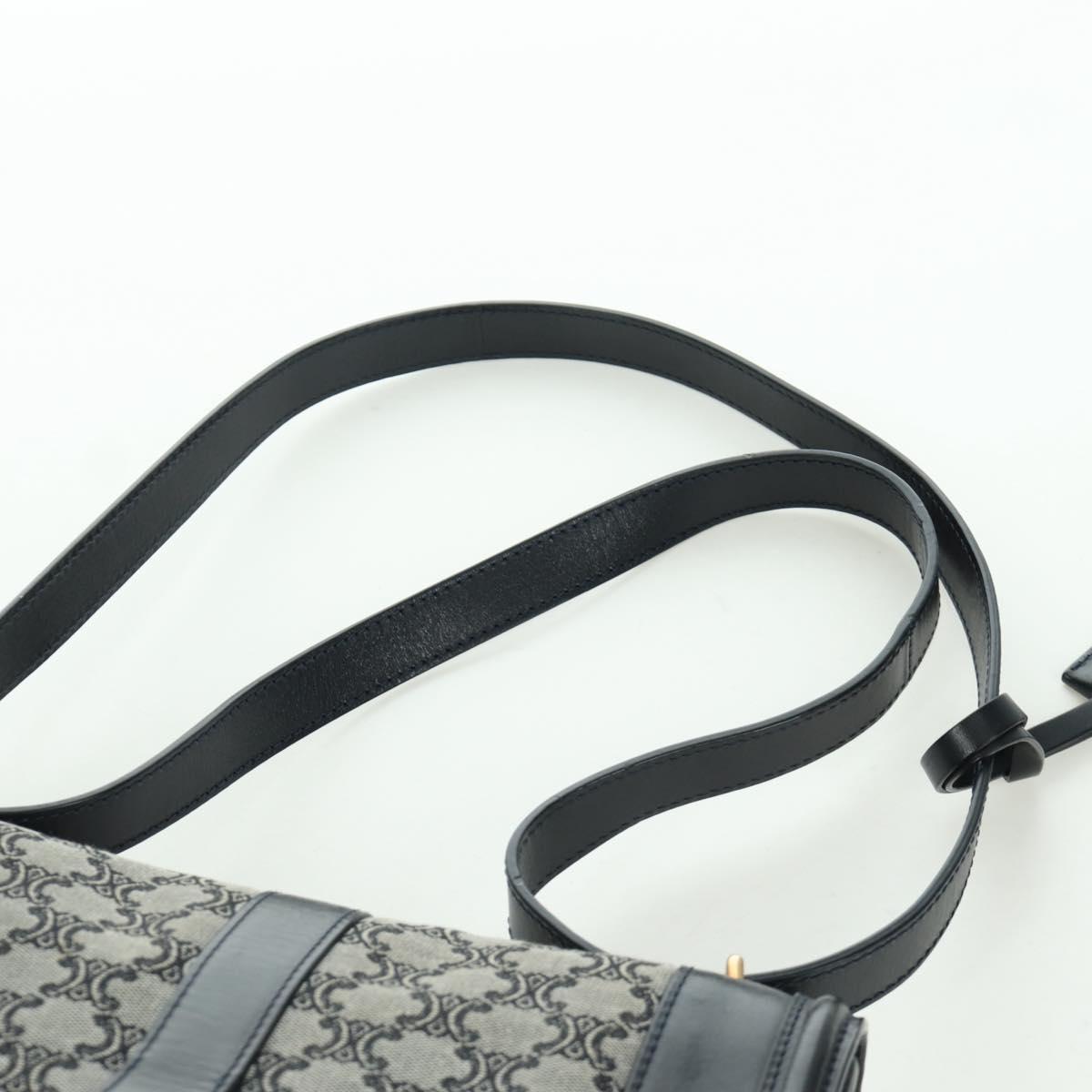 CELINE Macadam Canvas Shoulder Bag Black Gold Auth YKZ208V