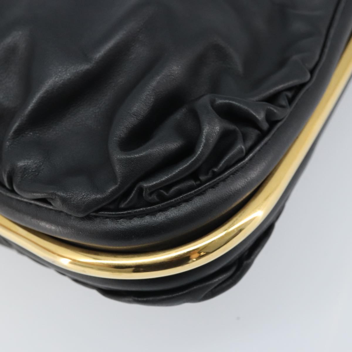Jimmy Choo Shoulder Bag Leather Black Gold Auth YKZ210