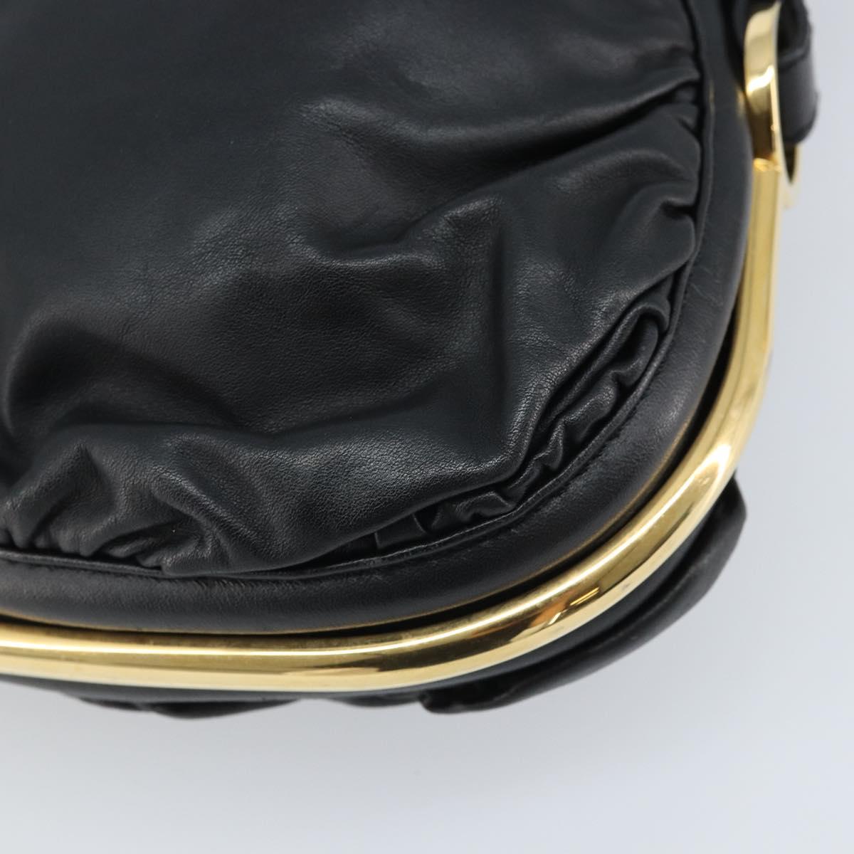 Jimmy Choo Shoulder Bag Leather Black Gold Auth YKZ210