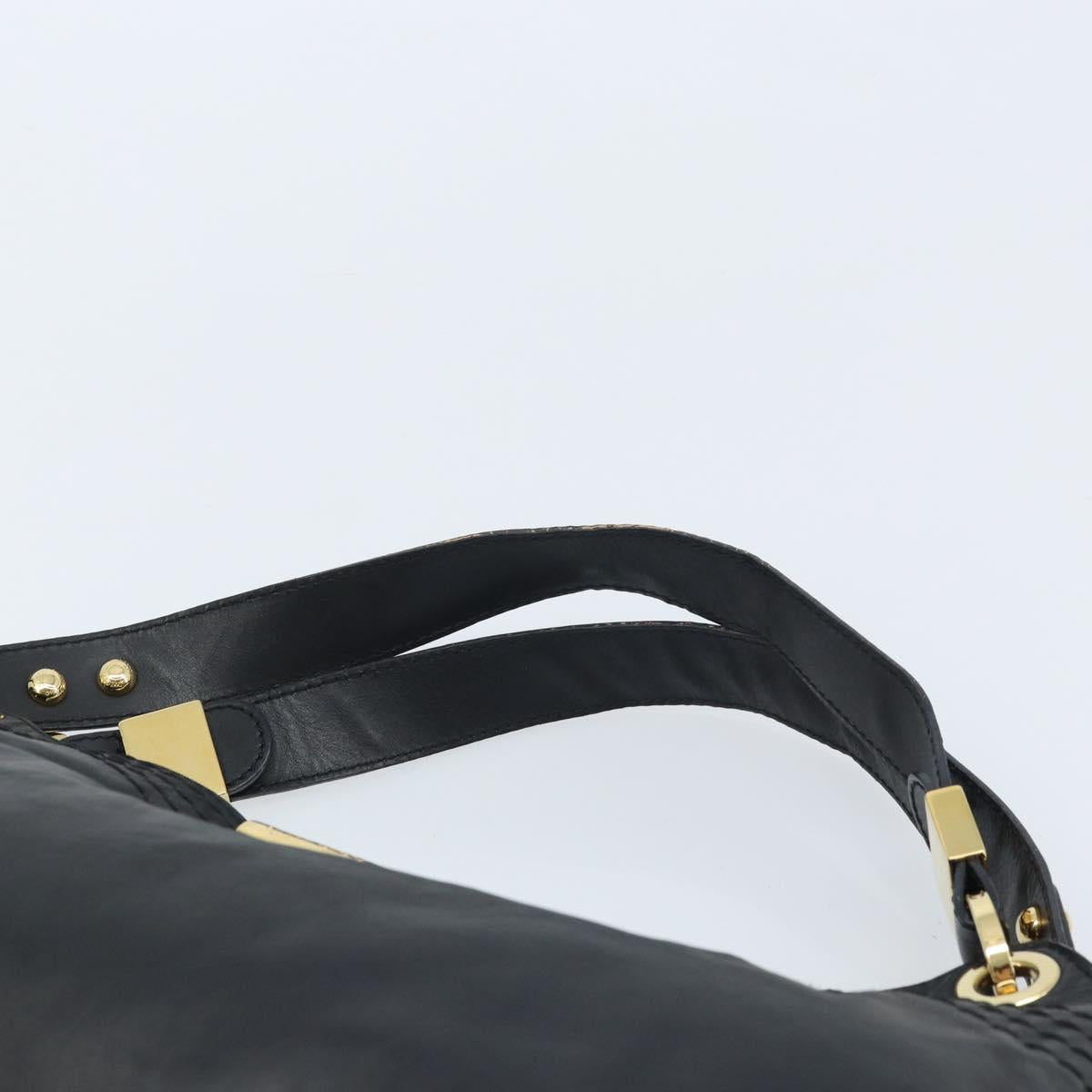 Jimmy Choo Shoulder Bag Leather Black Gold Auth YKZ210