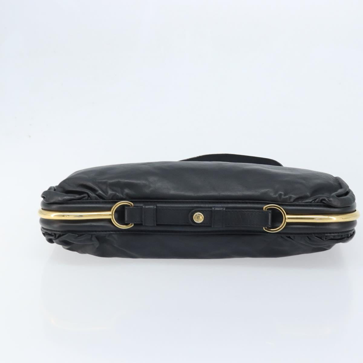 Jimmy Choo Shoulder Bag Leather Black Gold Auth YKZ210