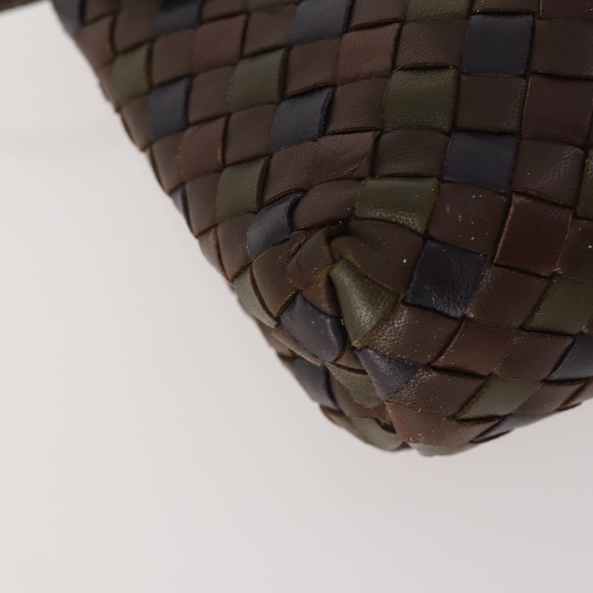 BOTTEGA VENETA INTRECCIATO Shoulder Bag Leather Brown Auth YKZ214