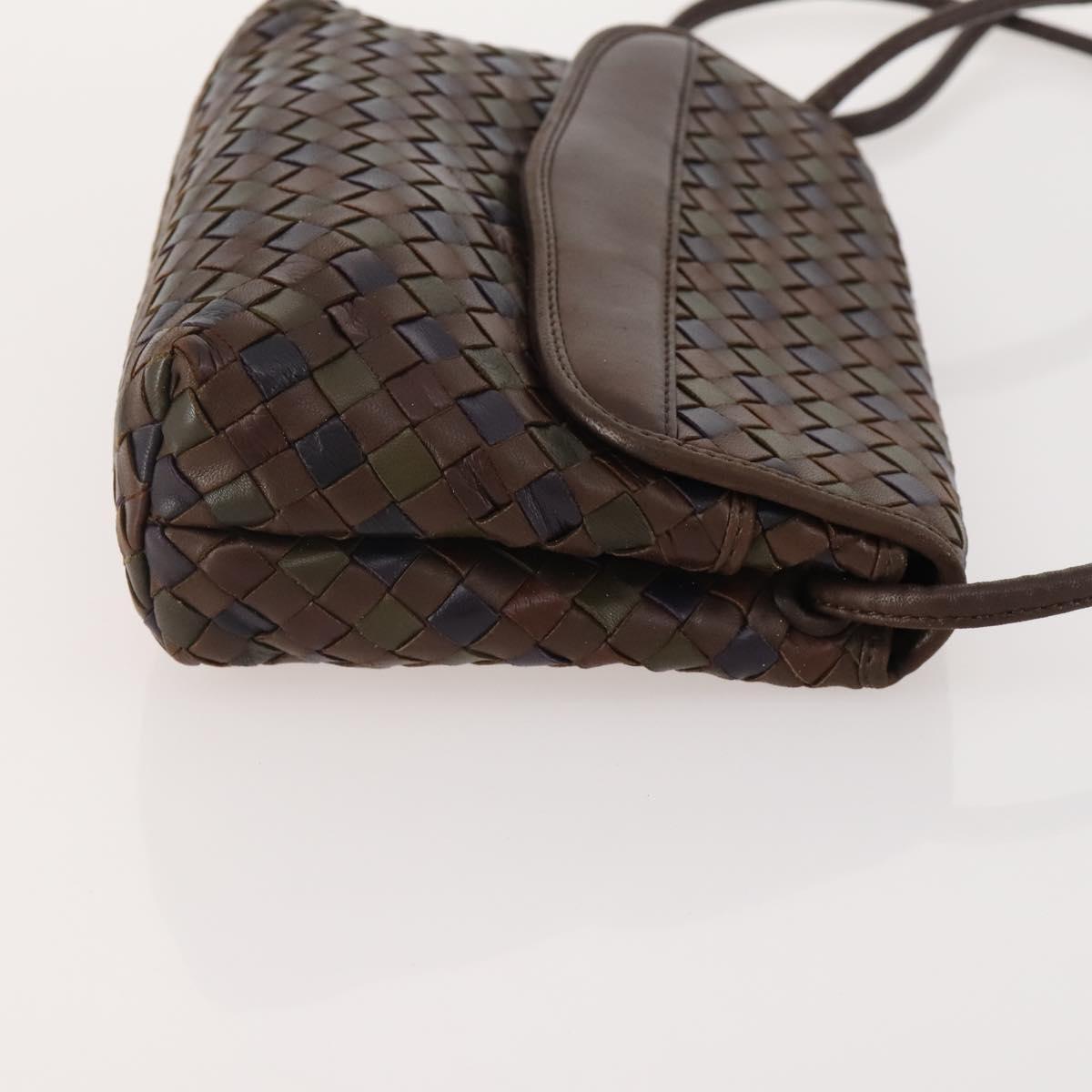 BOTTEGA VENETA INTRECCIATO Shoulder Bag Leather Brown Auth YKZ214