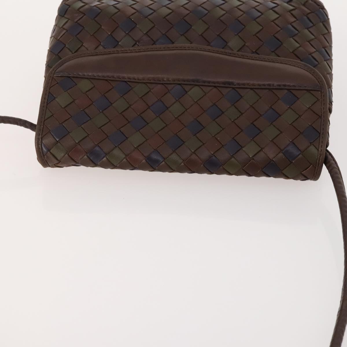 BOTTEGA VENETA INTRECCIATO Shoulder Bag Leather Brown Auth YKZ214