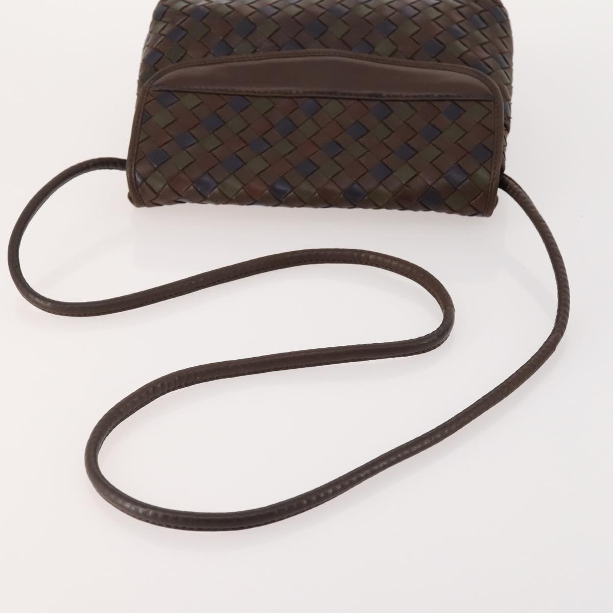 BOTTEGA VENETA INTRECCIATO Shoulder Bag Leather Brown Auth YKZ214
