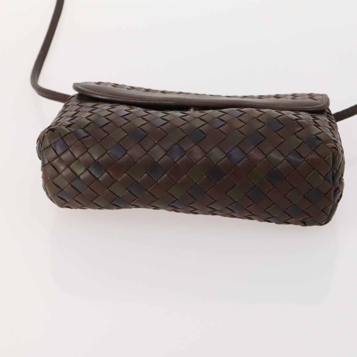 BOTTEGA VENETA INTRECCIATO Shoulder Bag Leather Brown Auth YKZ214