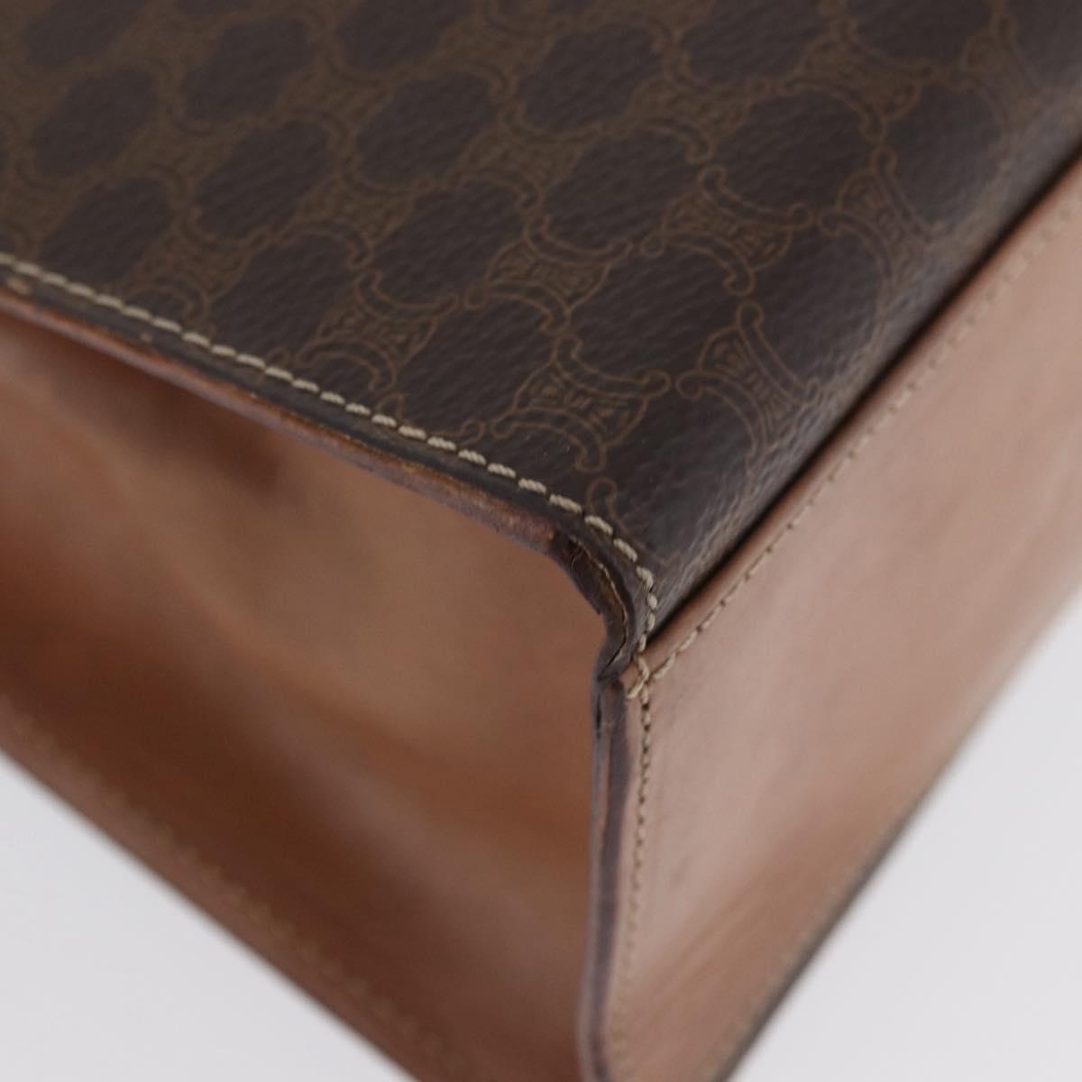 CELINE Macadam Canvas Hand Bag PVC Leather Brown Gold Auth YKZ227