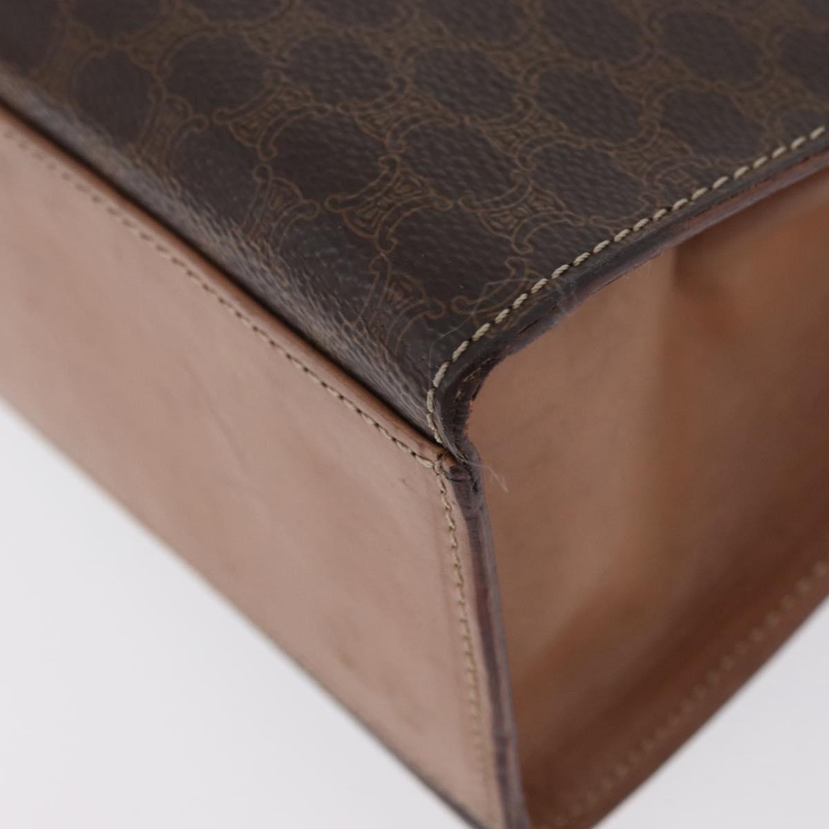 CELINE Macadam Canvas Hand Bag PVC Leather Brown Gold Auth YKZ227