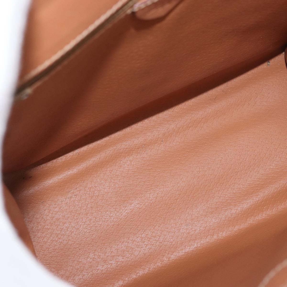 CELINE Macadam Canvas Hand Bag PVC Leather Brown Gold Auth YKZ227
