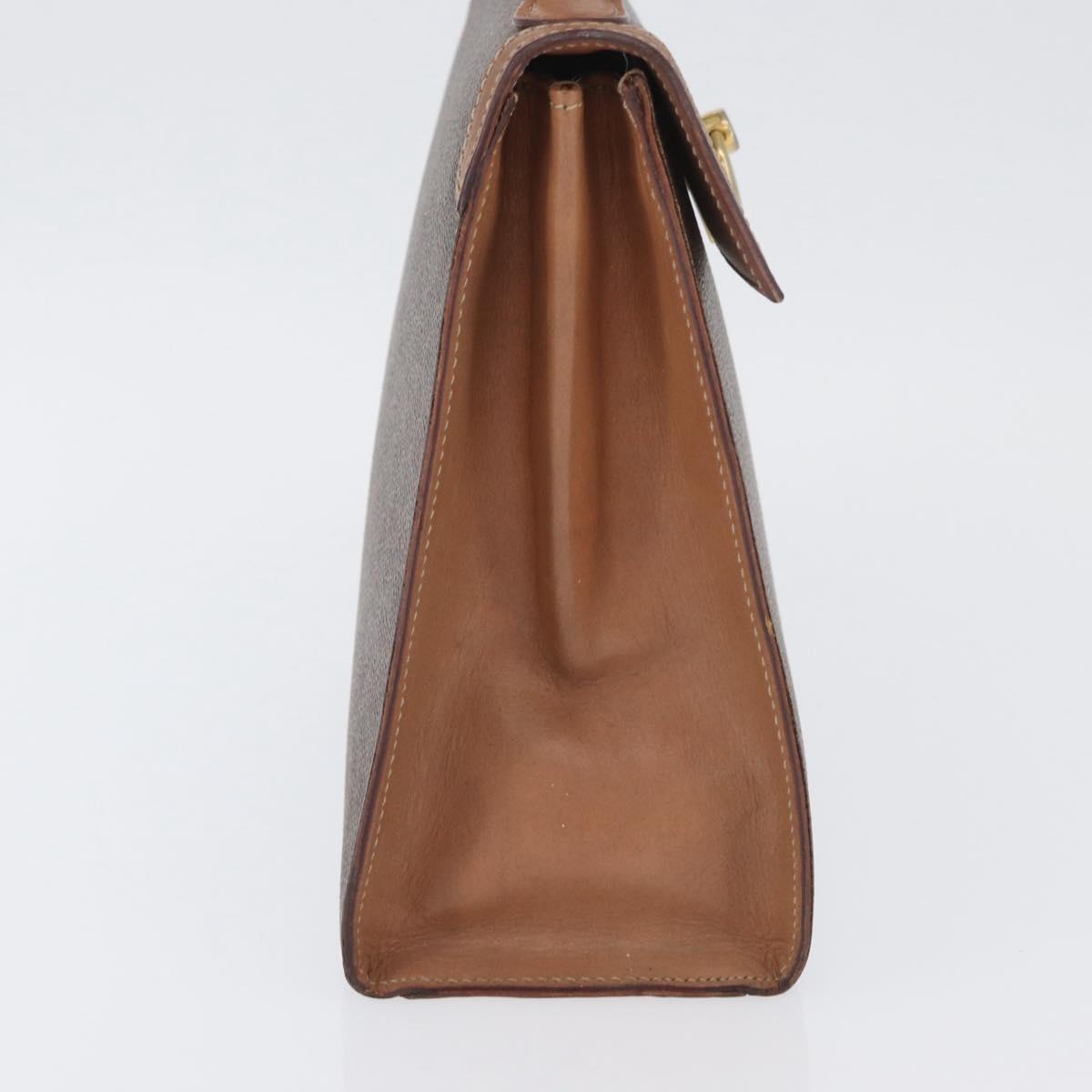 CELINE Macadam Canvas Hand Bag PVC Leather Brown Gold Auth YKZ227