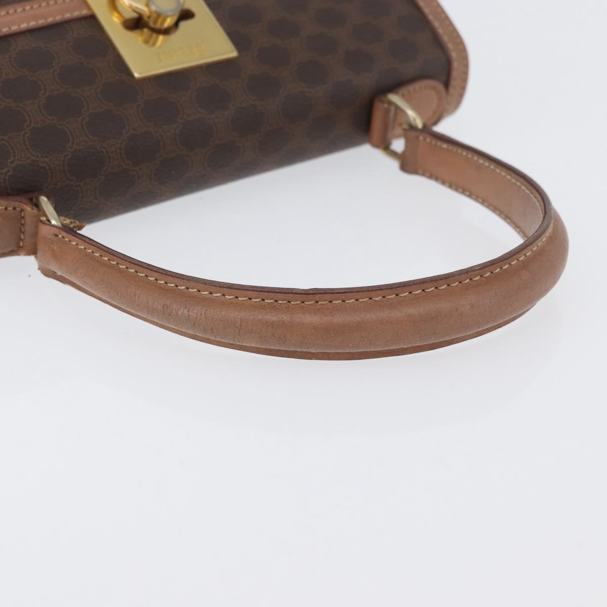 CELINE Macadam Canvas Hand Bag PVC Leather Brown Gold Auth YKZ227