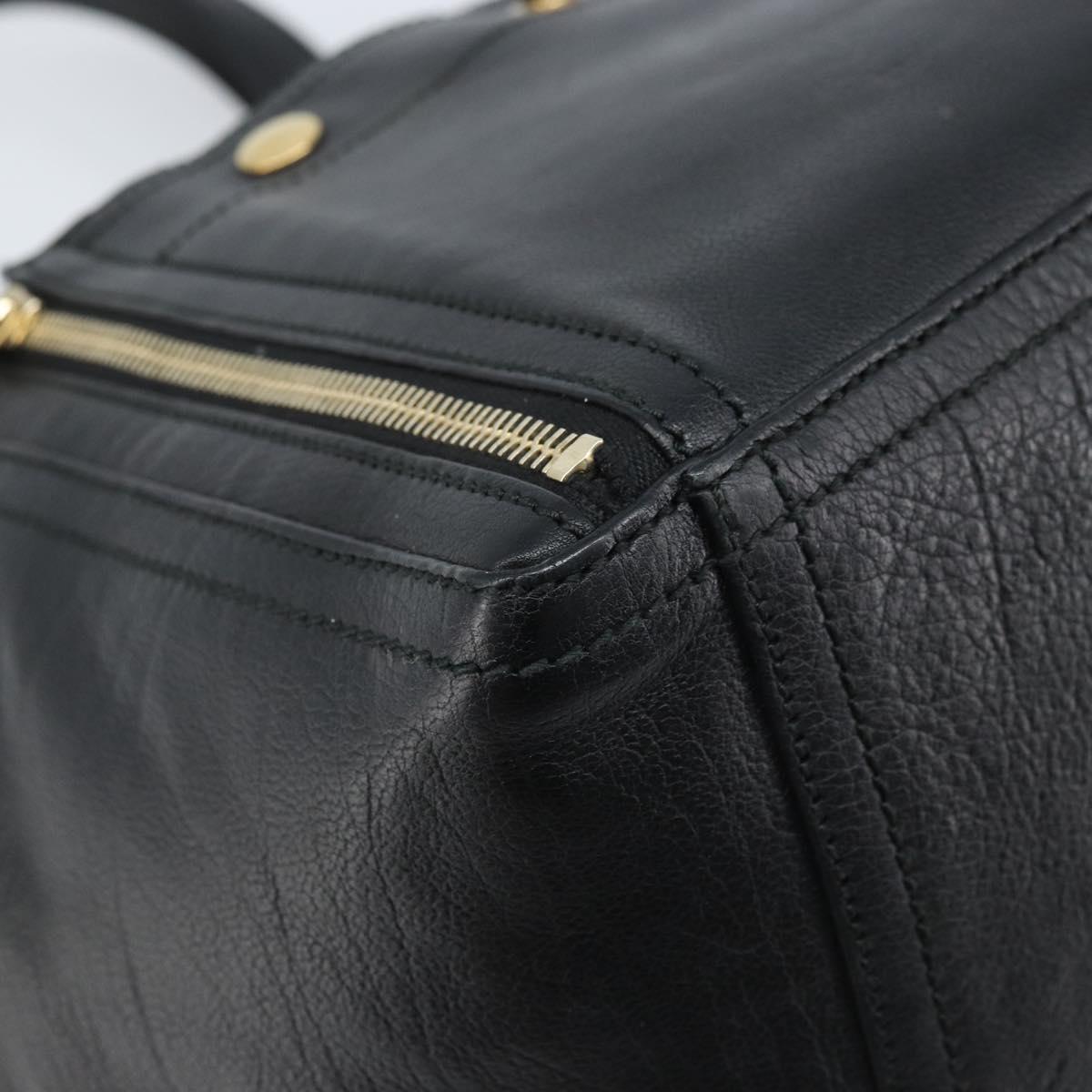 SAINT LAURENT Downtown Hand Bag Leather Black Gold 175884 Auth YKZ233A
