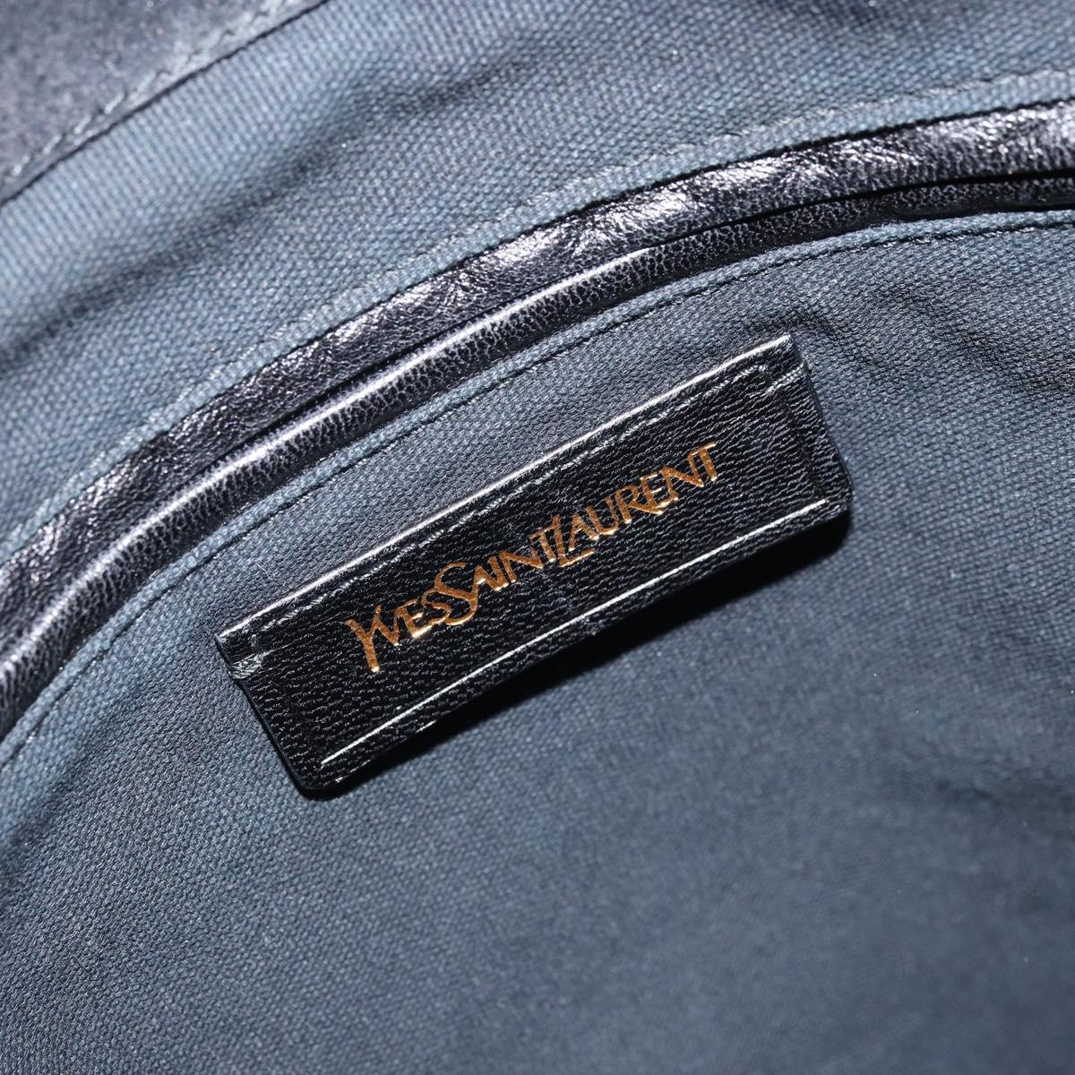 SAINT LAURENT Downtown Hand Bag Leather Black Gold 175884 Auth YKZ233A