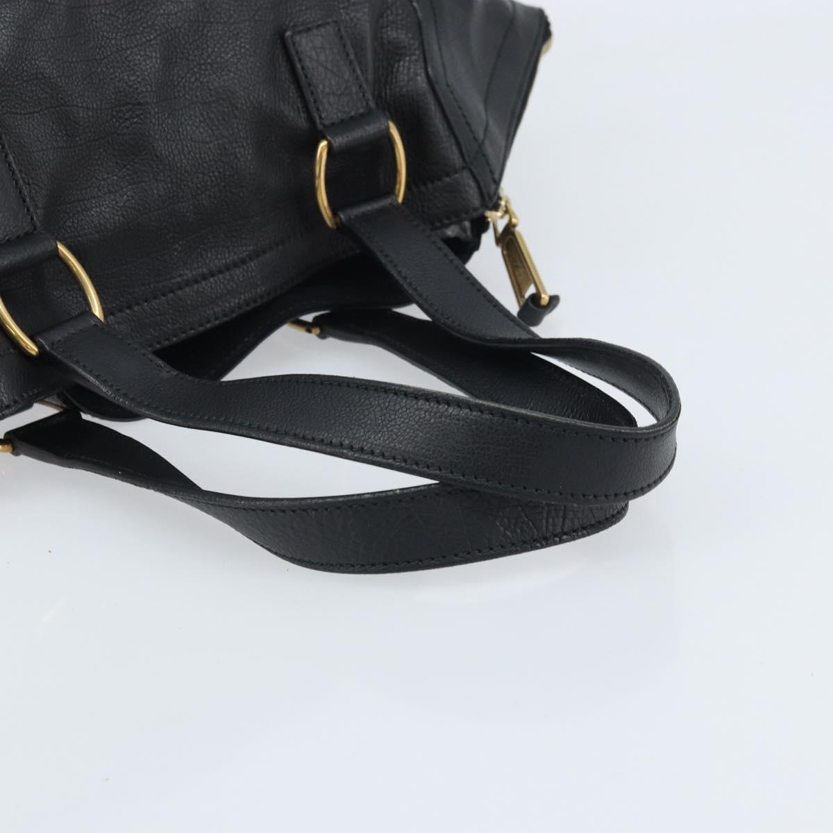 SAINT LAURENT Downtown Hand Bag Leather Black Gold 175884 Auth YKZ233A