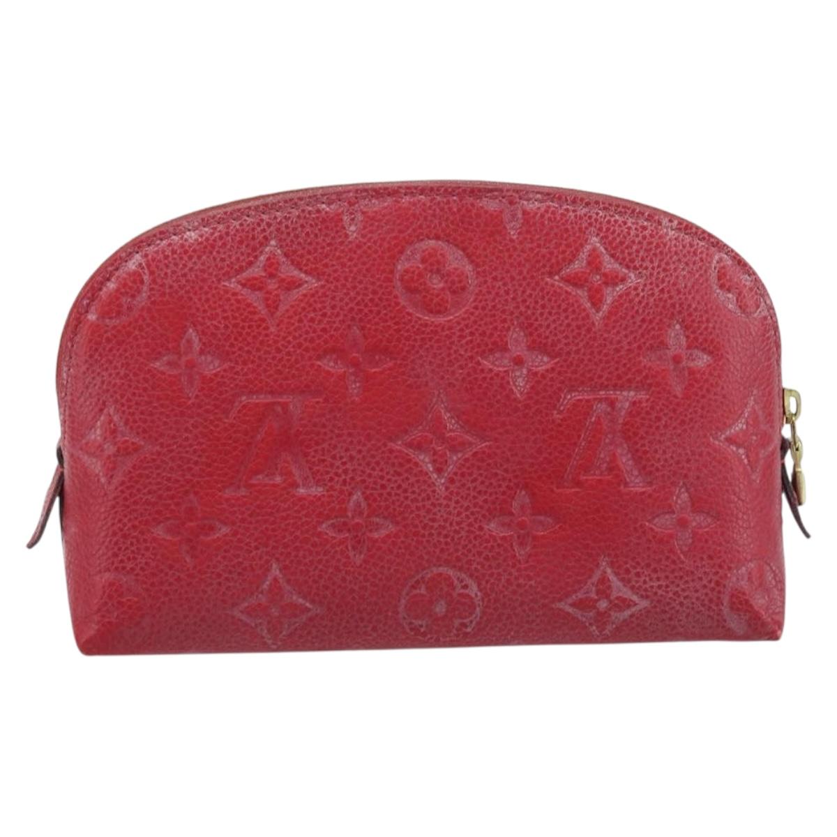 LOUIS VUITTON Monogram Empreinte Pochette PM Pouch Red M69414 Auth YKZ248A