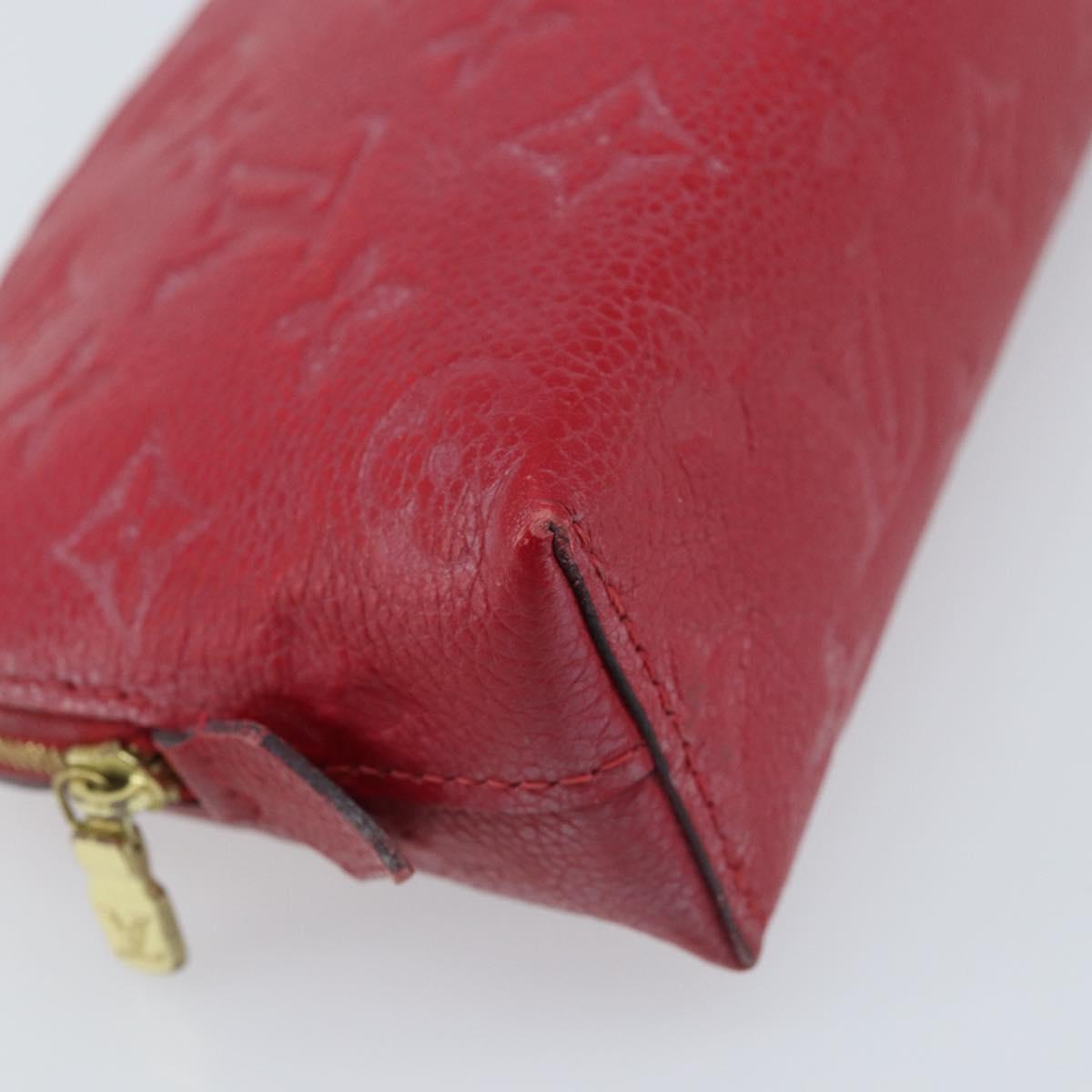 LOUIS VUITTON Monogram Empreinte Pochette PM Pouch Red M69414 Auth YKZ248A