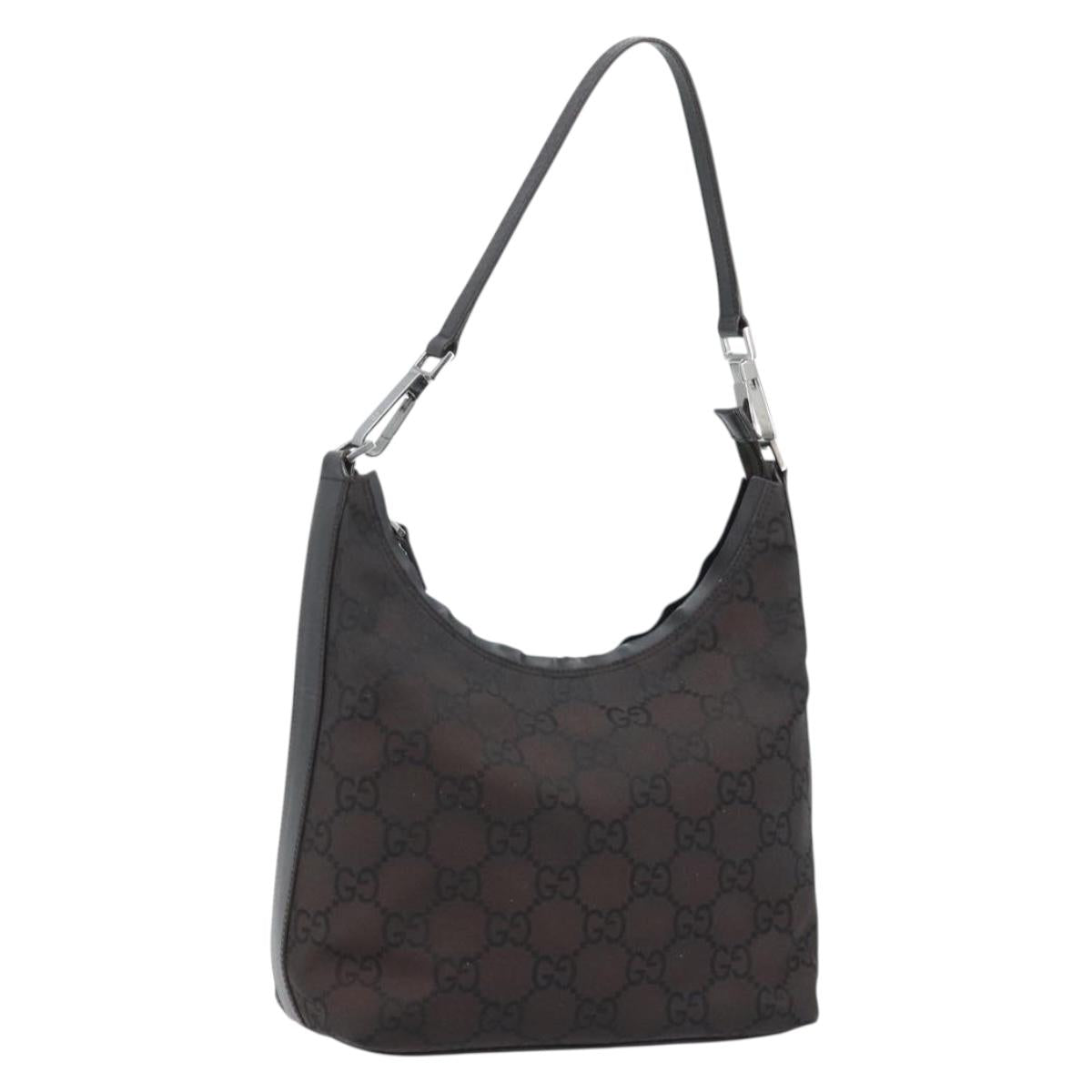 GUCCI GG Canvas Shoulder Bag Silver Brown 28335 Auth YKZ259