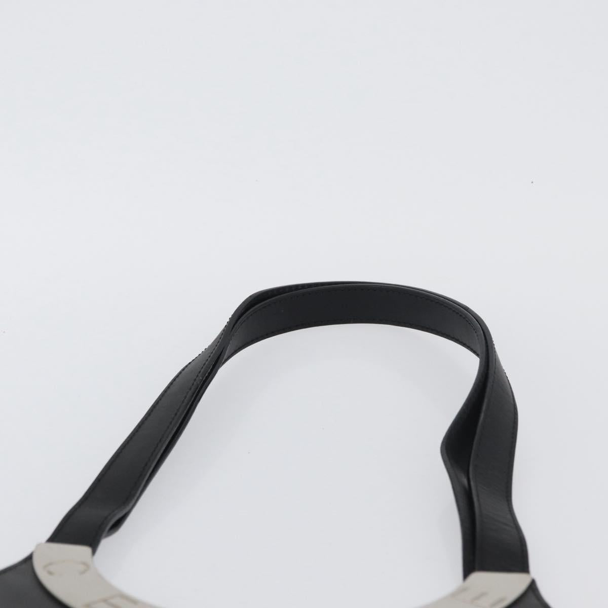 CELINE Tote Bag Leather Black Silver Auth YKZ261A