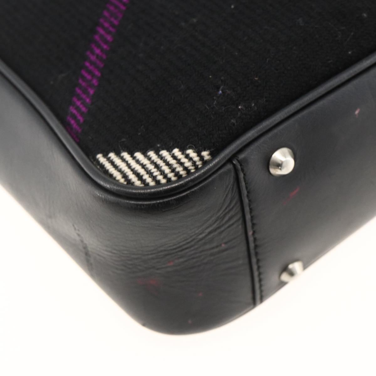 BURBERRY Nova Check Hand Bag Wool Black Auth YKZ271A