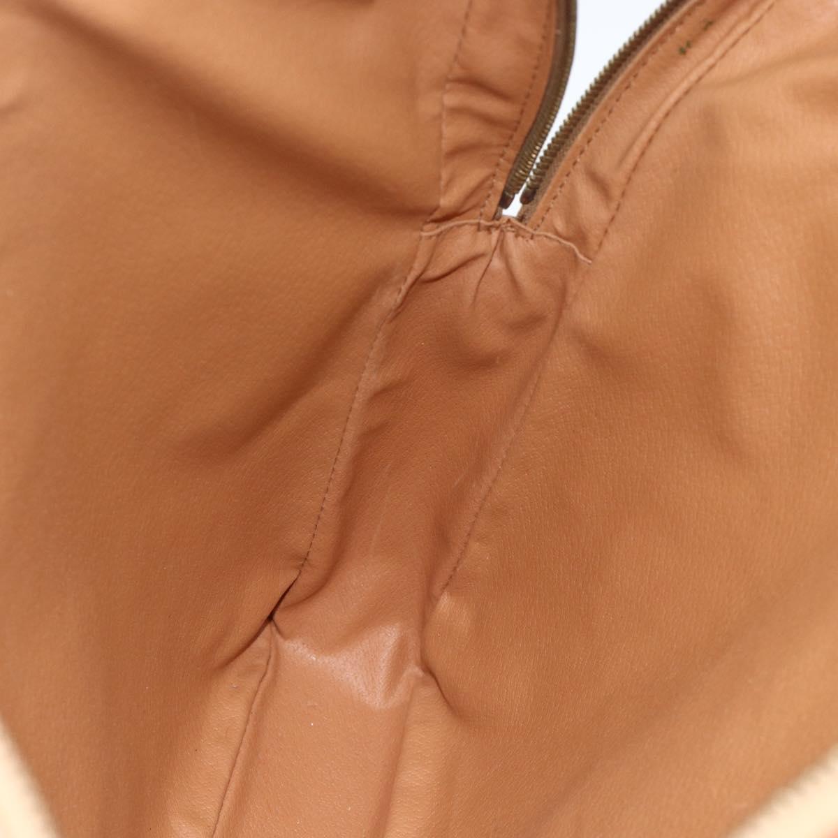 CELINE Macadam Canvas Business Bag PVC Leather Brown Gold Auth YKZ278A