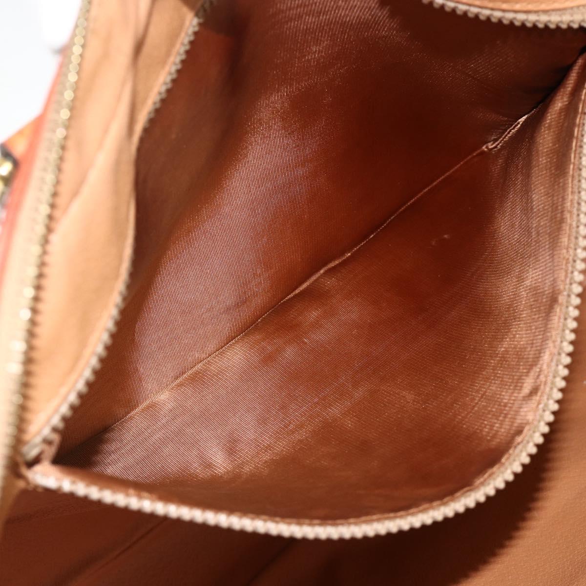 CELINE Macadam Canvas Business Bag PVC Leather Brown Gold Auth YKZ278A