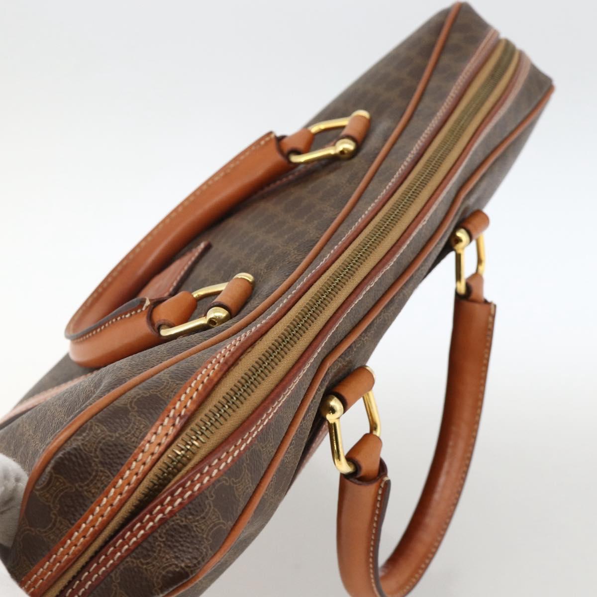 CELINE Macadam Canvas Business Bag PVC Leather Brown Gold Auth YKZ278A