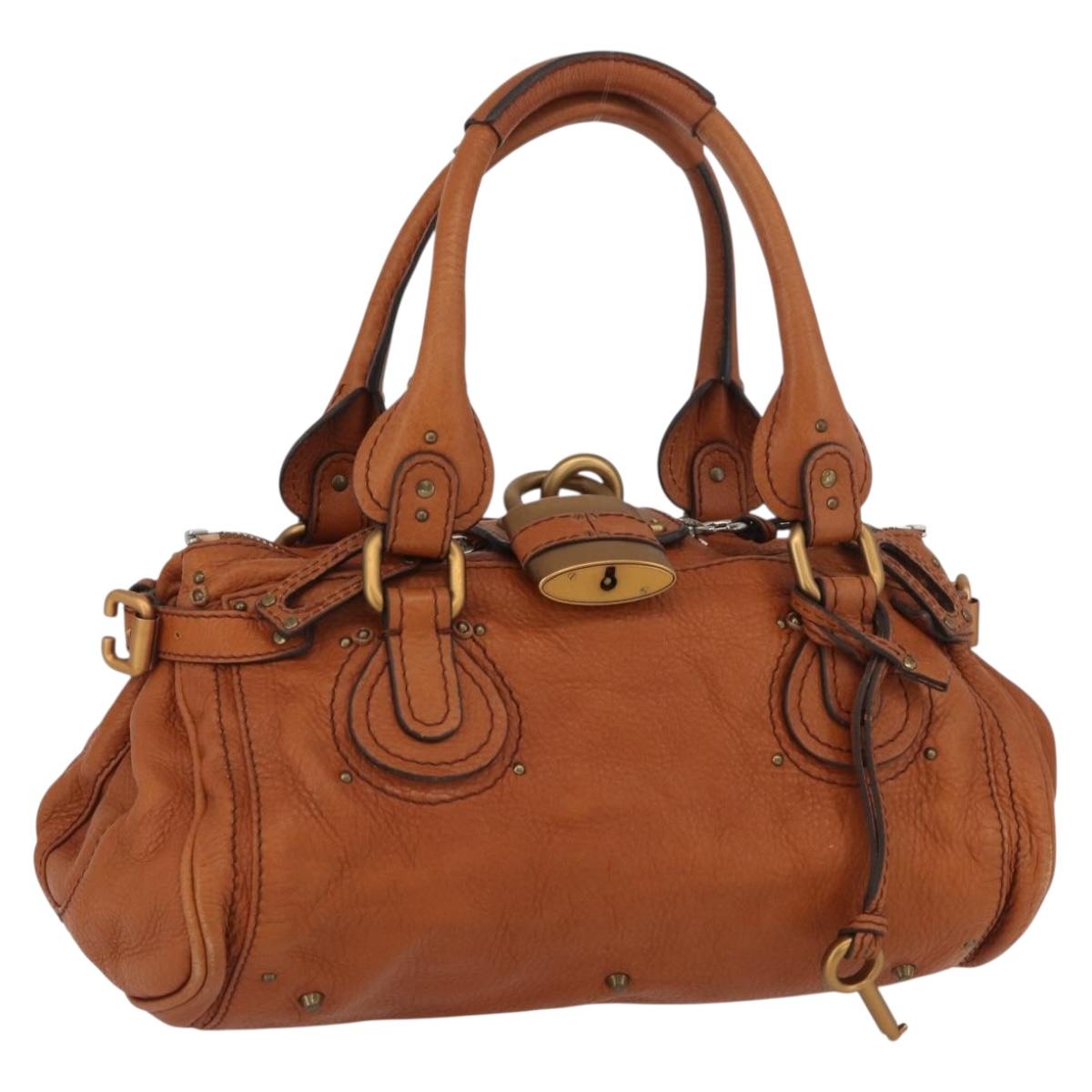 Chloe Paddington Hand Bag Leather Brown Gold Silver Auth YKZ294M